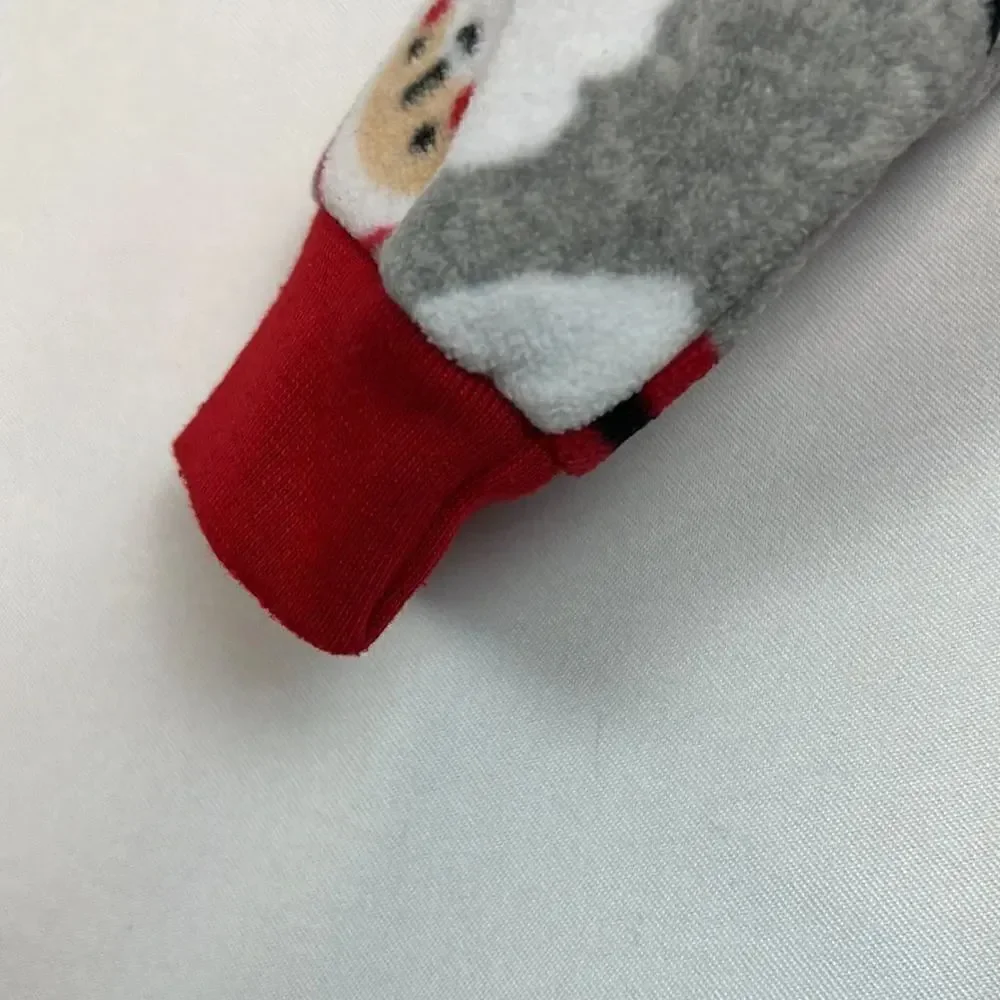 Carter’s Plush Santa Grey and red flannel sleeper Pajamas size 3 months EUC